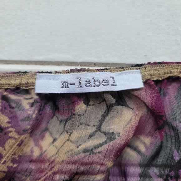 M-Label Women Pink Purple Beige Chiffon Floral Shirt Blouse BOHO Off Shoulder XS - Picture 4 of 10